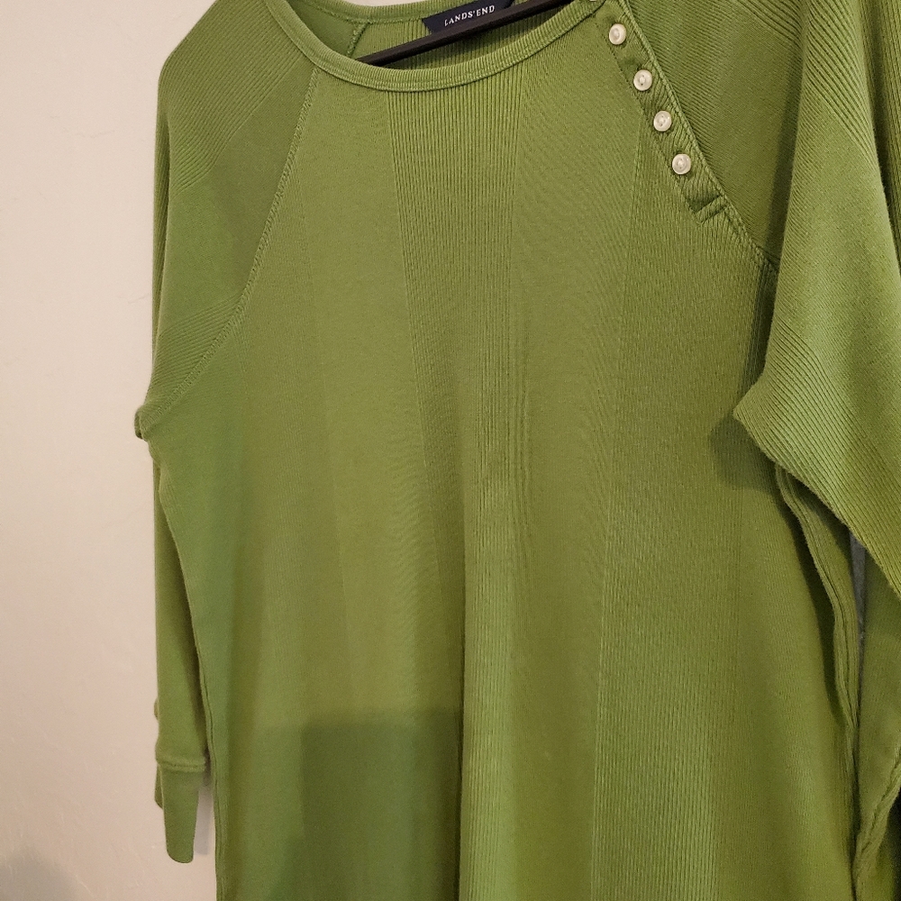GUC LANDS' END long sleeve women's top, green, size M 10-12super soft - Picture 3 of 6